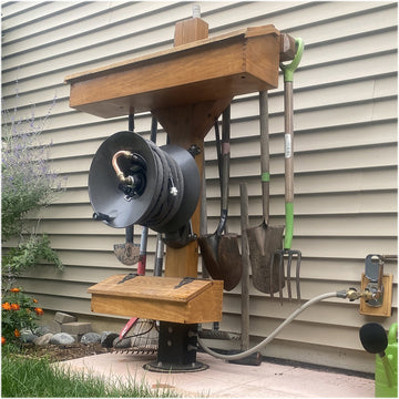 retractable plant hanger lowes Wood Post Mount Garden Hose Reel – Eley Hose Reels
