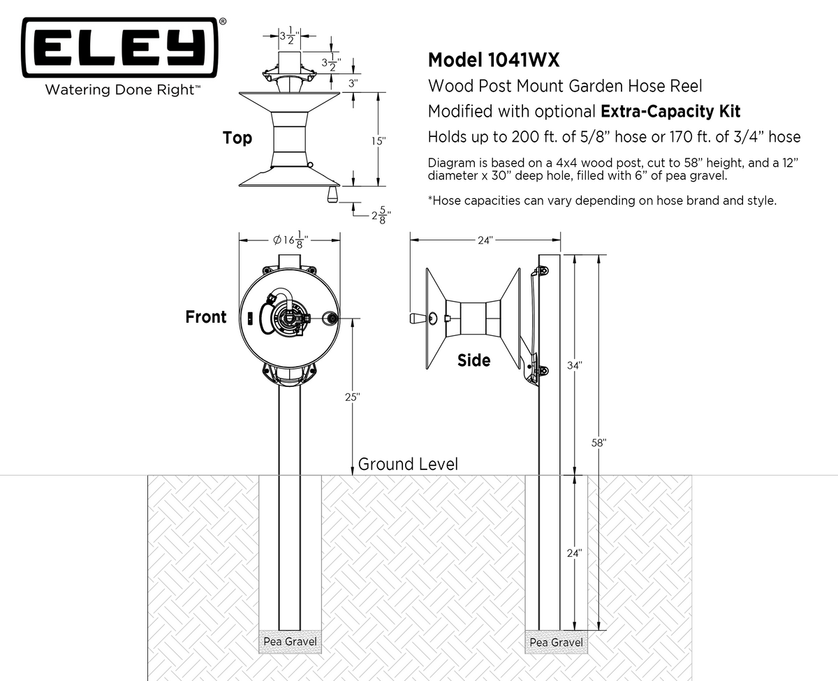 Wood Post Mount Garden Hose Reel Eley Hose Reels