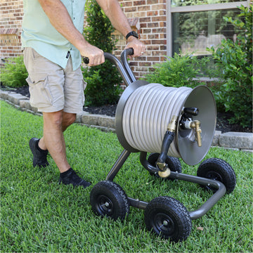  ELEY Hose Reel Cart with Wheels & Quad Wheel Kit – Portable  Heavy Duty Hose Reel and Garden Hose Holder w/Additional 2 Wheel Kit for  Conversion to 4-Wheel Hose Reel Cart 