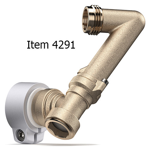 Bronze plumbing fitting with white component on a white background, labeled 'Item 4291'.