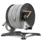 Eley free-standing garden hose reel model 1042 loaded with 125-feet of Eley 5/8-inch Polyurethane garden hose, diametric view