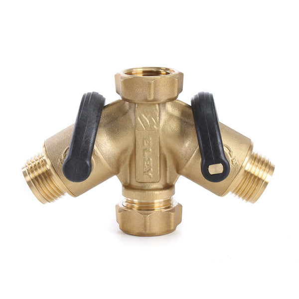 Eley brass garden hose Y-valve splitter