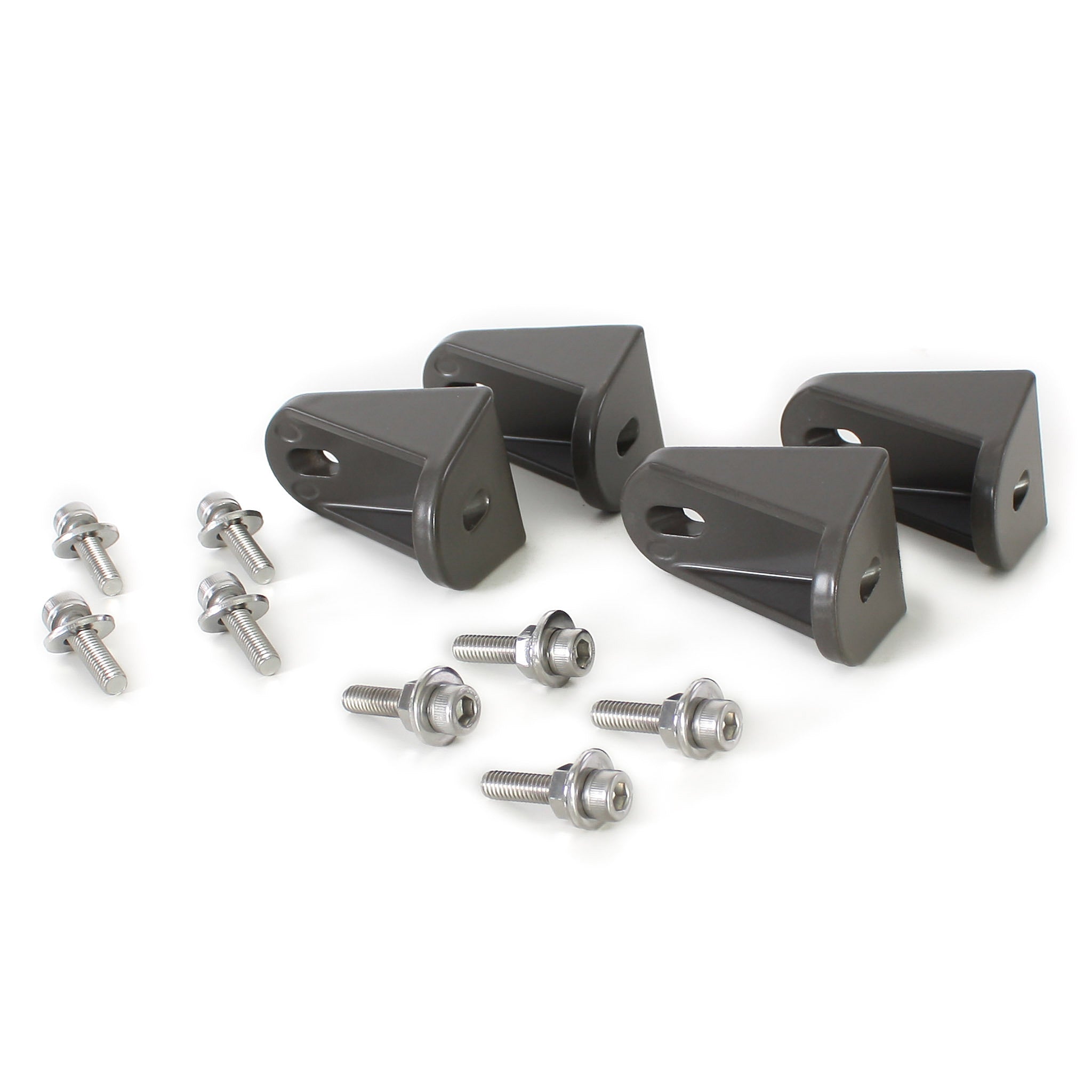Eley aluminum post mounting brackets and hardware, Four aluminum and powder coated brackets come with stainless steel nuts and bolts