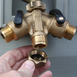 Eley 3/4-inch brass garden hose un-capped on garden hose 2-way Y-valve