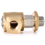 Eley 60° High Pressure Hose Reel Swivel made from brass and stainless steel, 1/2-inch M x 3/8-inch F, threaded female angle