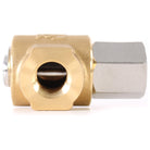 Eley 90° High Pressure Hose Reel Swivel with brass and stainless steel, 1/2-inch F x 3/8-inch F, threaded female angle
